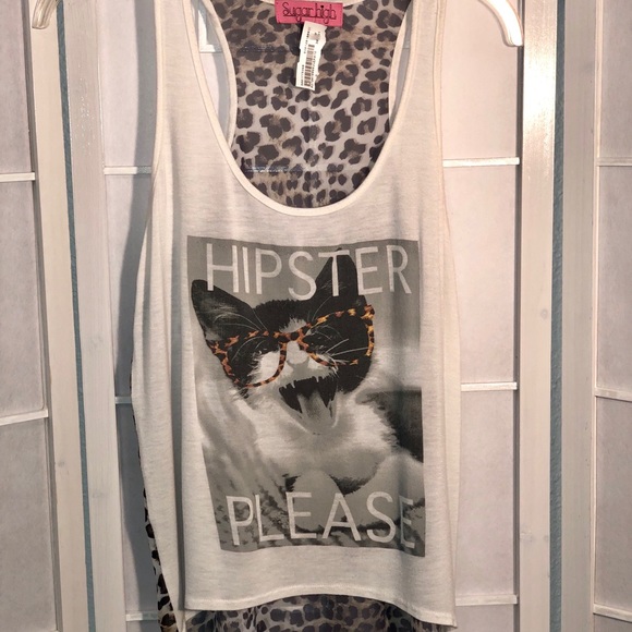 Sugar High Tank- Animal Print Chiffon back. - Picture 5 of 5